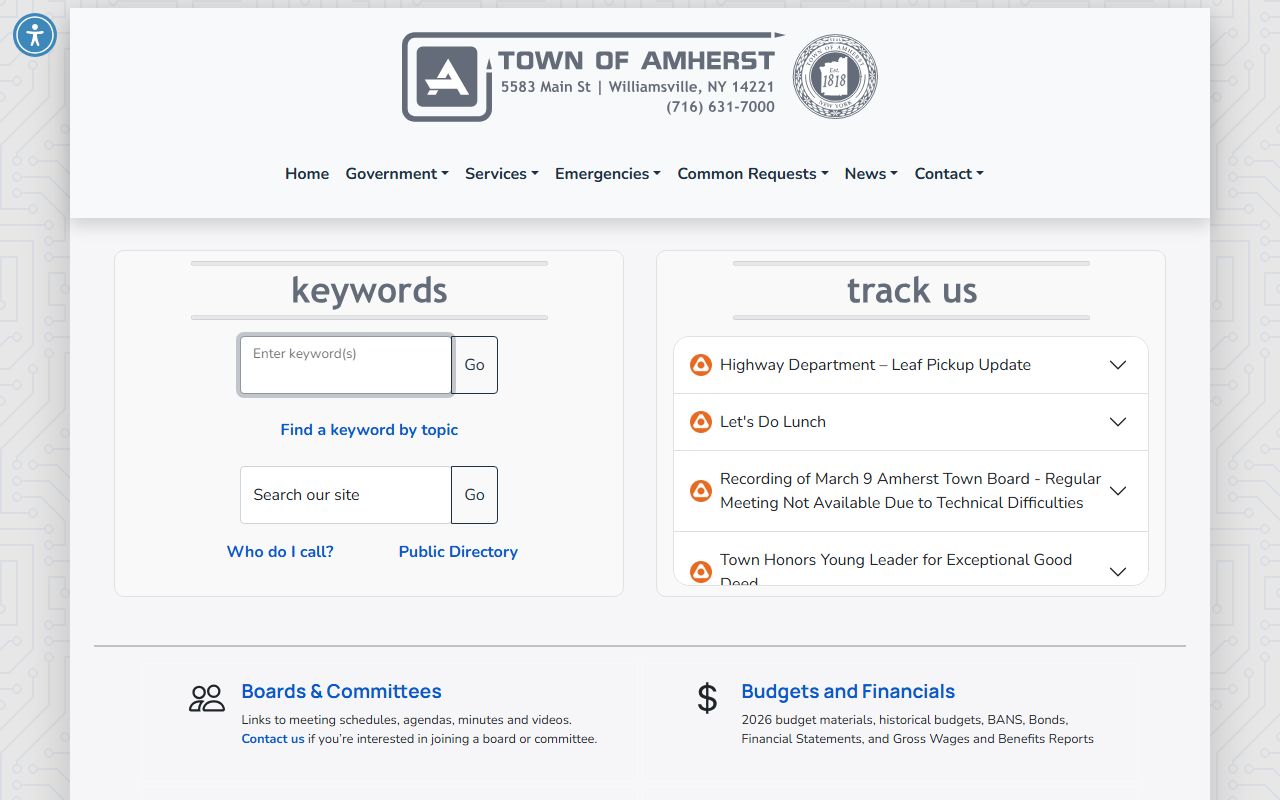 Town of Amherst official website for Amherst divorce decree information