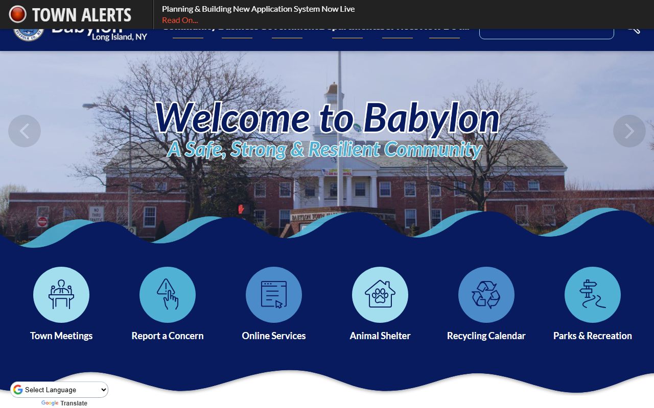 Town of Babylon official website showing local government services