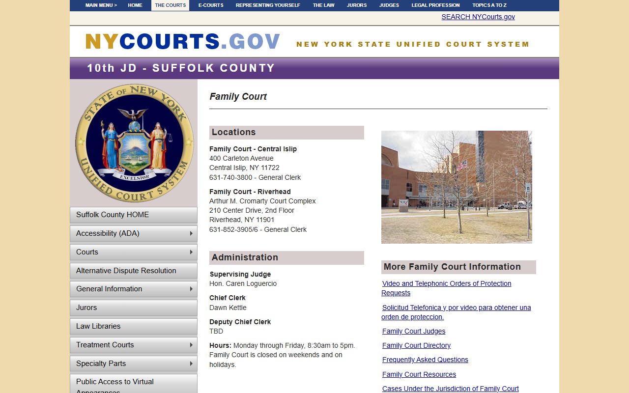 Suffolk County Family Court page for Brookhaven divorce decree records
