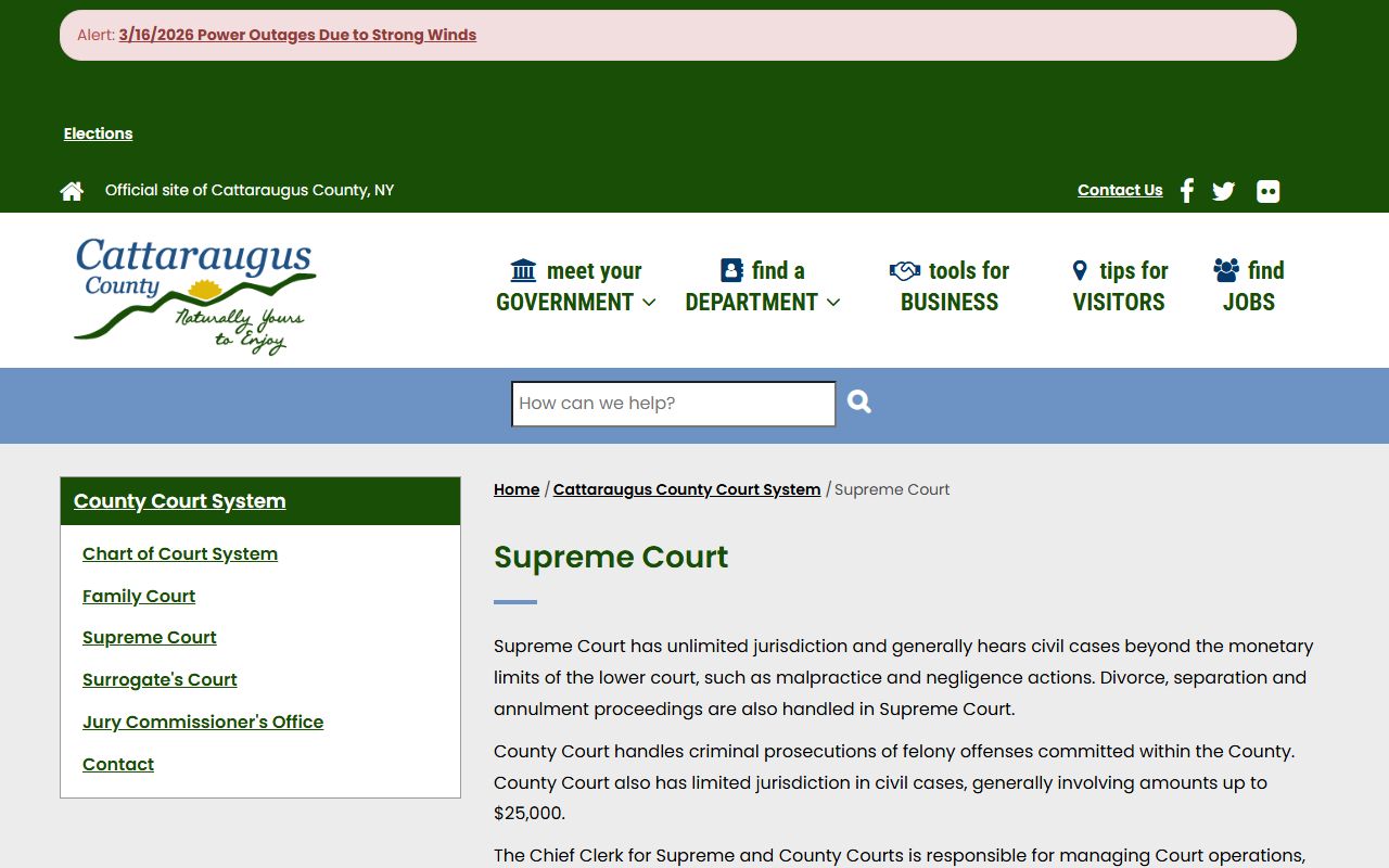 Cattaraugus County Supreme Court information for divorce decree cases