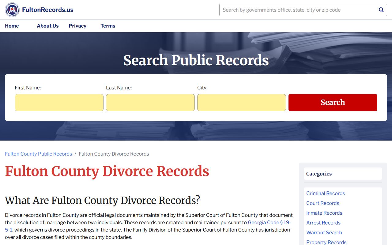Fulton County New York divorce decree records information page