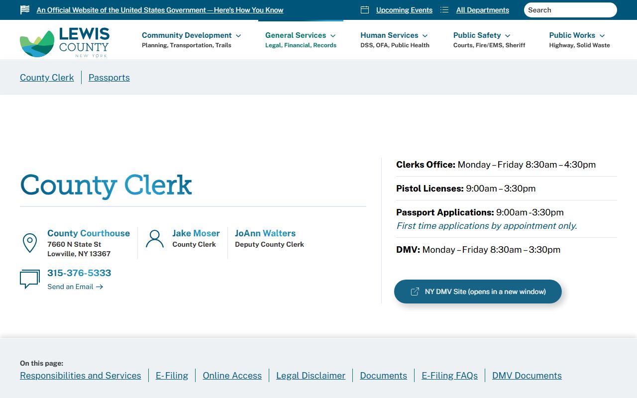 Lewis County divorce decree records at the County Clerk's Office website