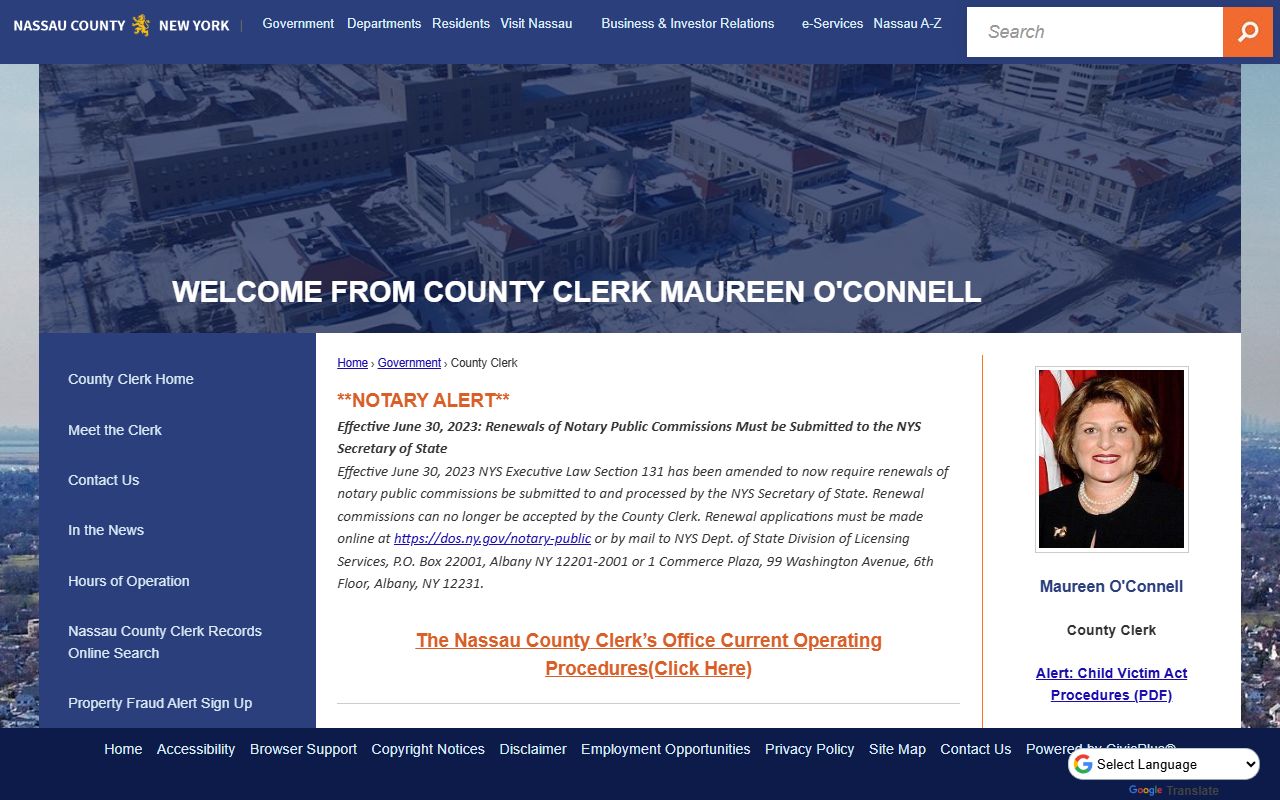 Nassau County divorce decree records clerk office page