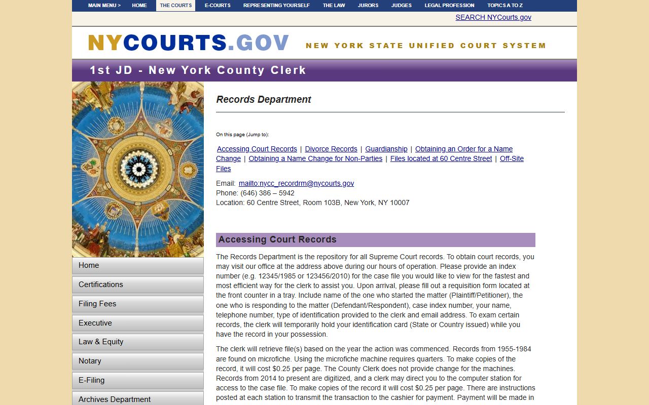 New York County divorce decree records clerk office page