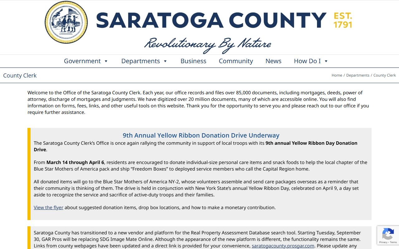 Saratoga County divorce decree records clerk office website