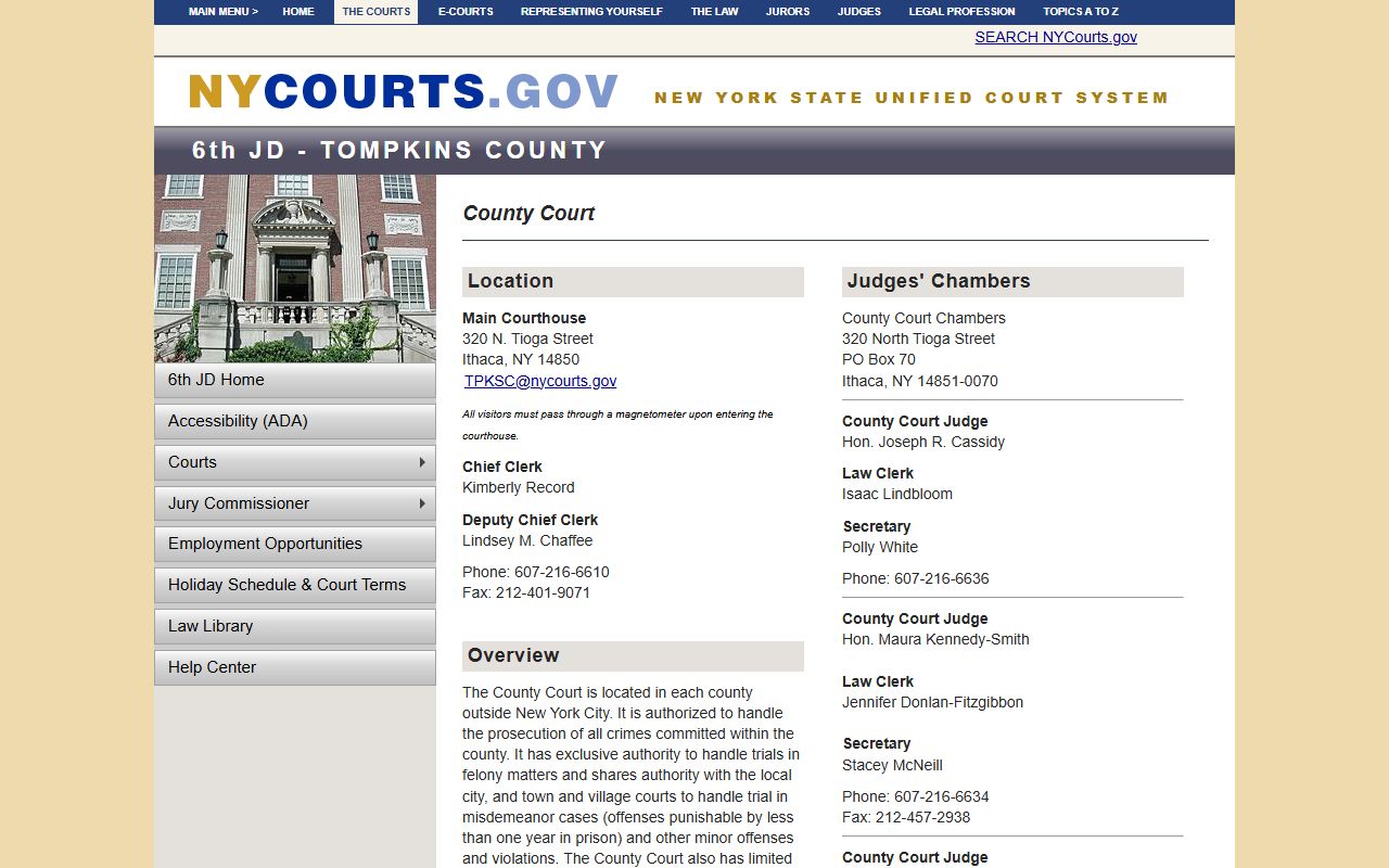 Tompkins County divorce decree court information page