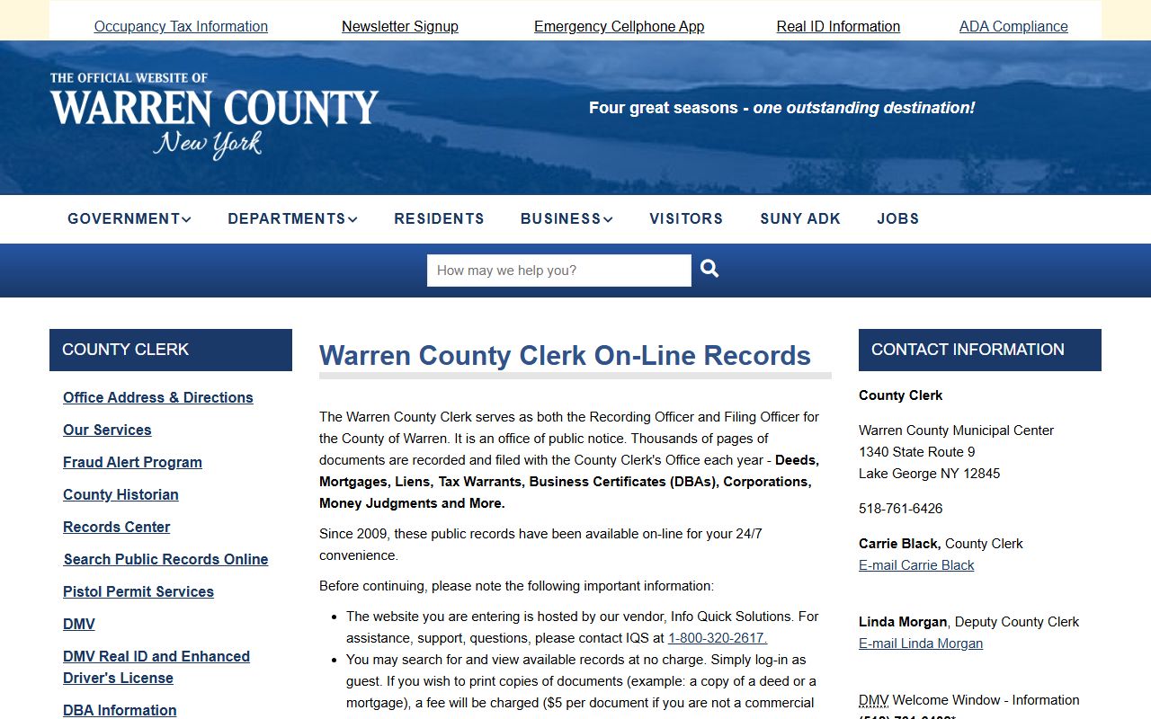 Warren County divorce decree records online search portal for court records